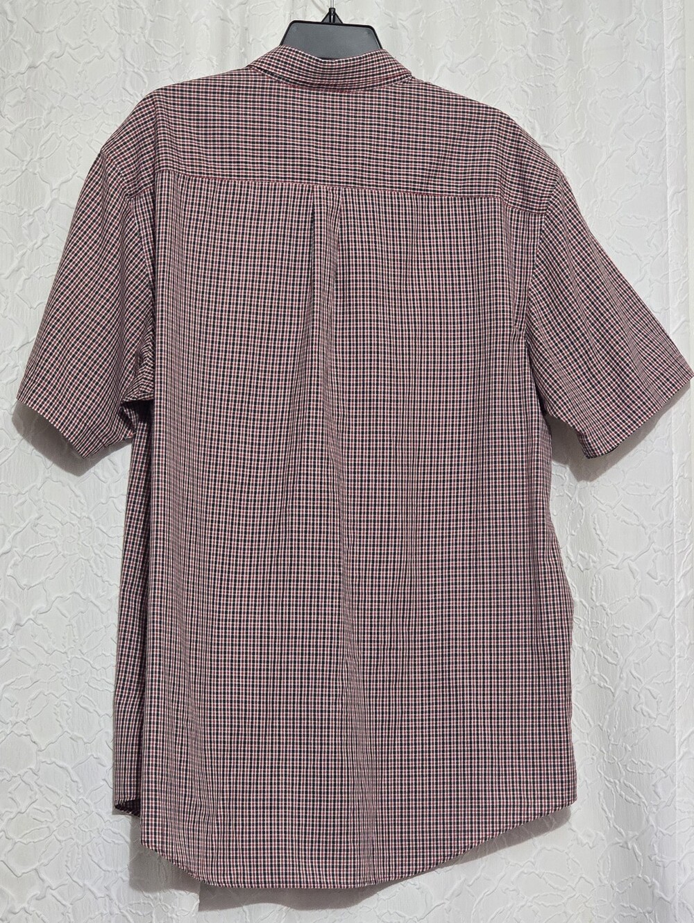 Van Heusen Mens Shirt Classic Fit XLarge 17-17.5 Red/Black Plaid Short Sleeve - Picture 2 of 6